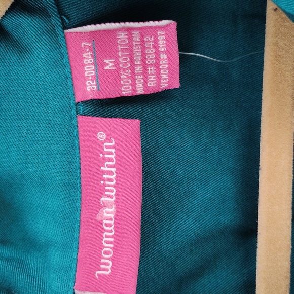 Woman Within Green Button Up Jacket Peacoat Style Pleated Back Size Medium - Picture 5 of 7